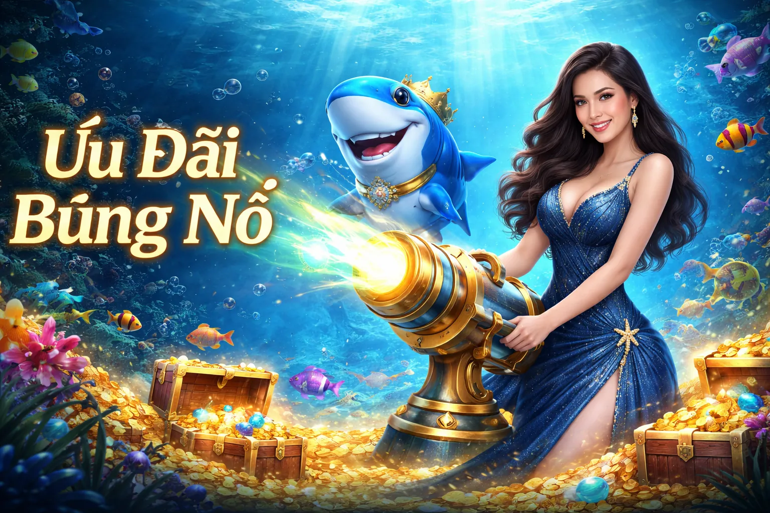 Hình ảnh trò chơi Bắn Cá Rồng với hình ảnh rồng vàng và boss lớn